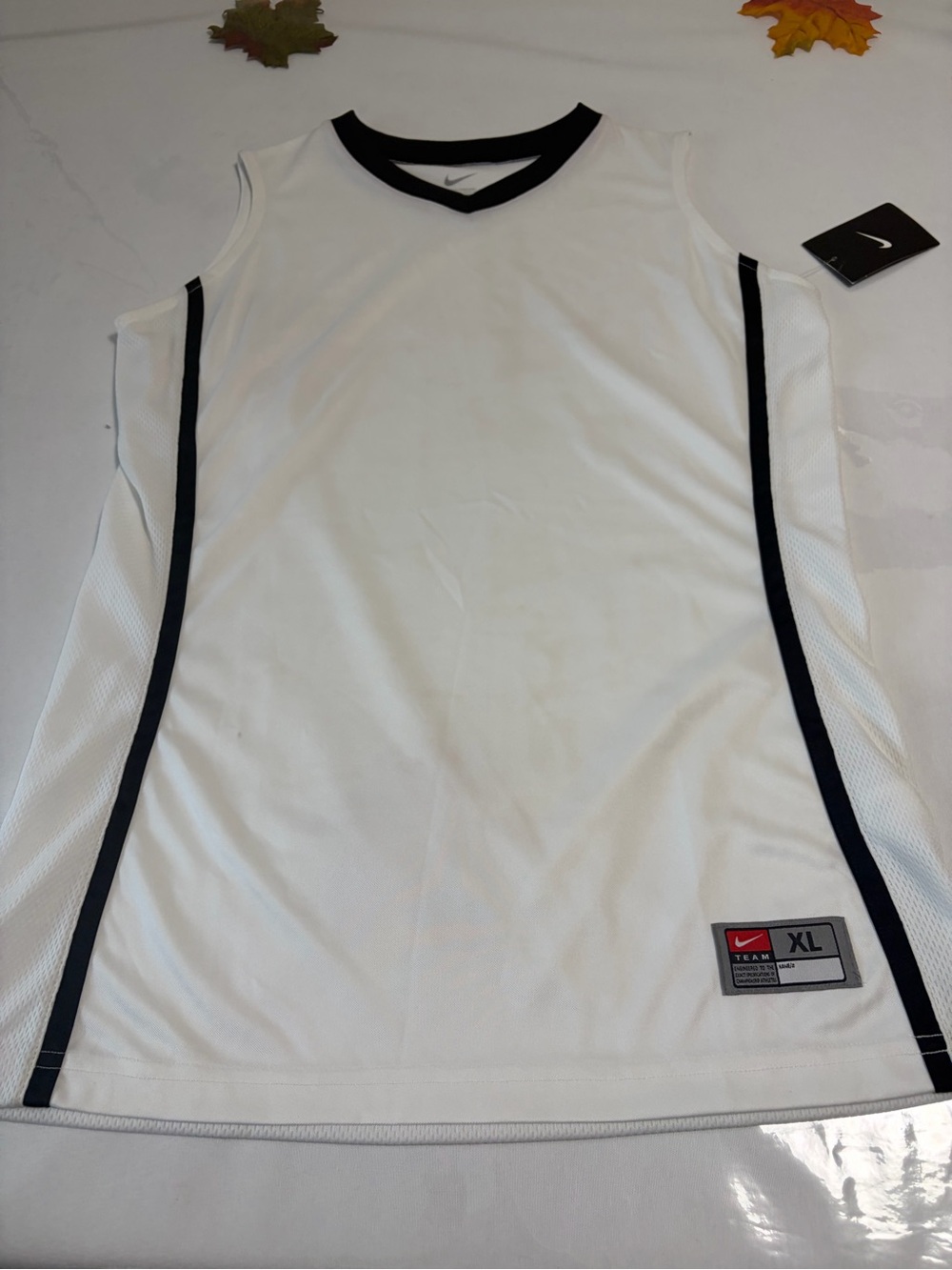 Nike kids White Basketball Jersey with Black Trim